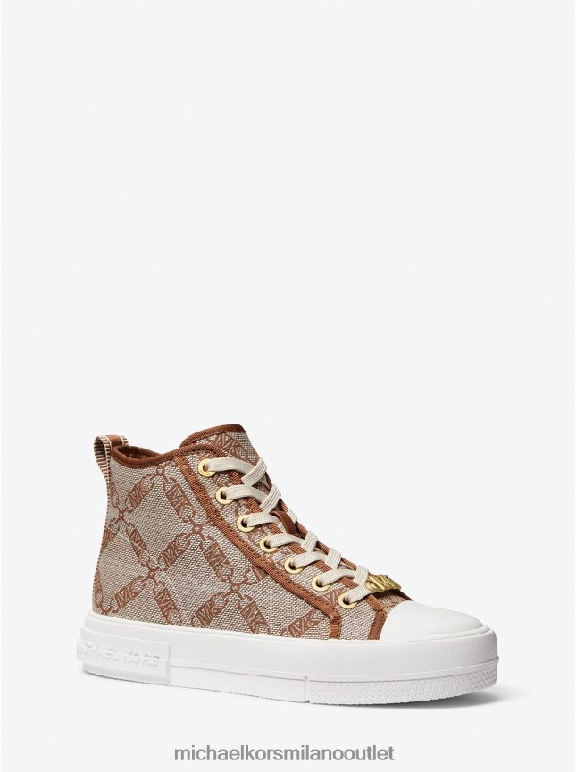 Michael Kors sneaker alta evy con logo impero jacquard donne naturali/bagagli P06L0L1781 scarpe