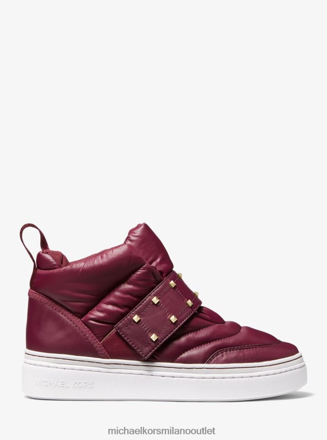 Michael Kors sneaker alta in poliestere riciclato trapuntato con decorazioni stirling donne bacca scura P06L0L1813 scarpe
