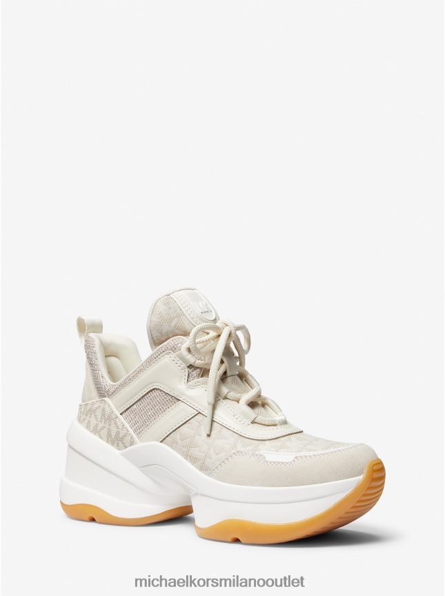 Michael Kors sneaker con logo olimpia in jacquard e rete glitterata donne combinazione naturale P06L0L1753 scarpe