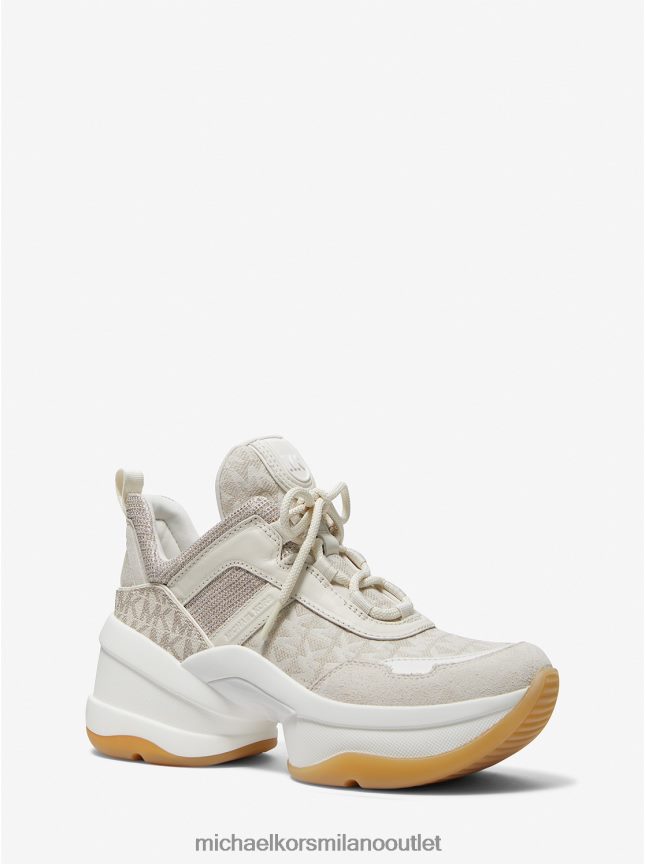 Michael Kors sneaker con logo olimpia in jacquard e rete glitterata donne combinazione naturale P06L0L1754 scarpe