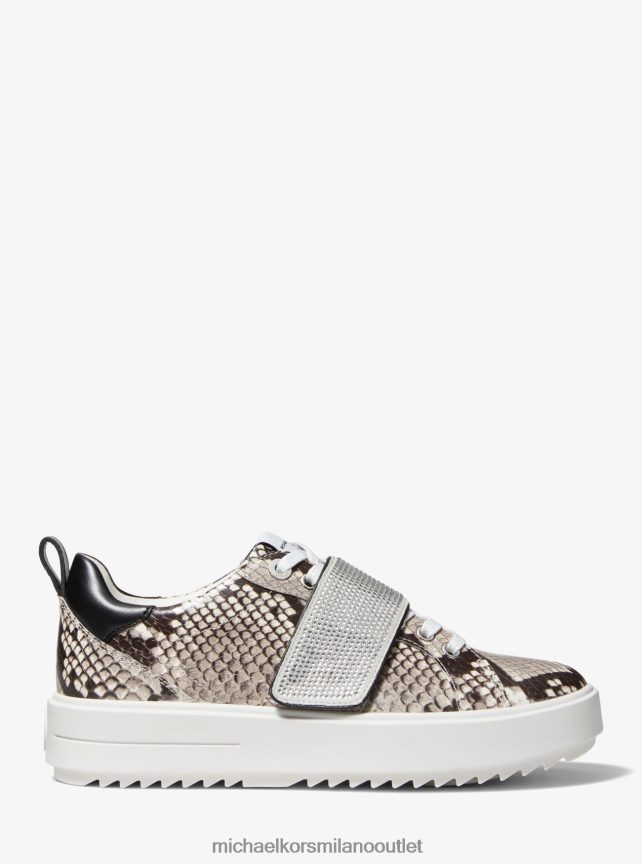 Michael Kors sneaker emmett in pelle con stampa serpente decorata donne sabbia P06L0L1730 scarpe