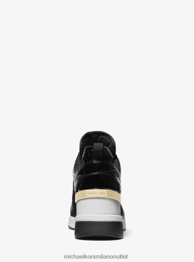 Michael Kors sneaker georgie in nylon e pelle goffrata coccodrillo donne nero P06L0L1721 scarpe