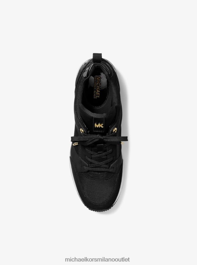Michael Kors sneaker georgie in nylon e pelle goffrata coccodrillo donne nero P06L0L1721 scarpe