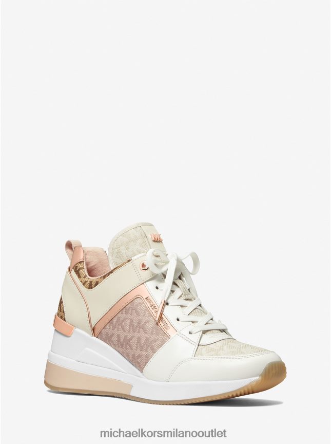 Michael Kors sneaker georgie in pelle color block e jacquard con logo donne combinazione naturale P06L0L1720 scarpe