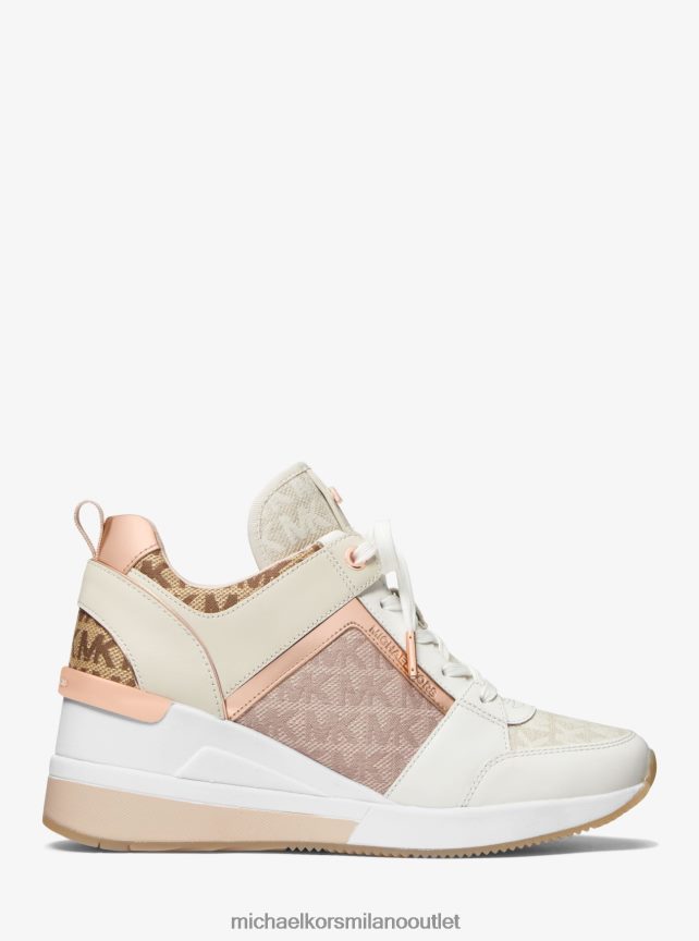 Michael Kors sneaker georgie in pelle color block e jacquard con logo donne combinazione naturale P06L0L1720 scarpe