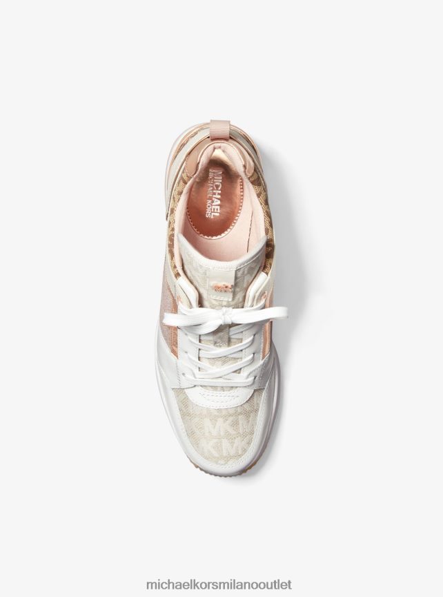 Michael Kors sneaker georgie in pelle color block e jacquard con logo donne combinazione naturale P06L0L1720 scarpe