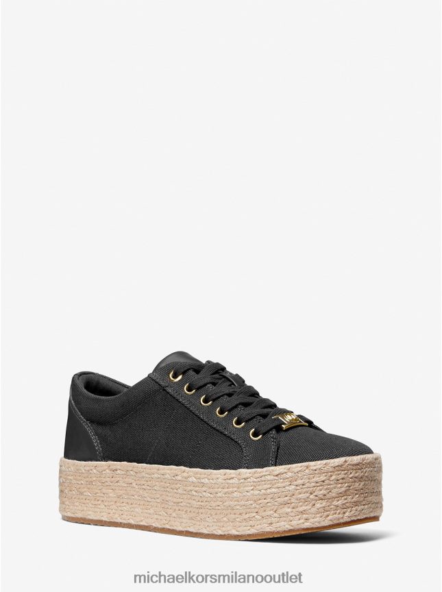 Michael Kors sneaker libby con plateau in tela di cotone donne nero P06L0L1759 scarpe