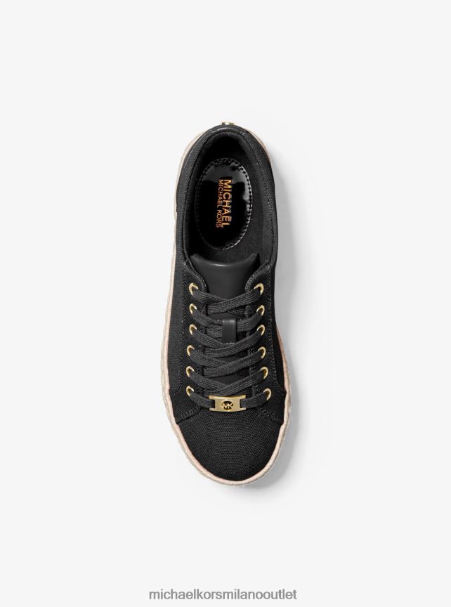 Michael Kors sneaker libby con plateau in tela di cotone donne nero P06L0L1759 scarpe