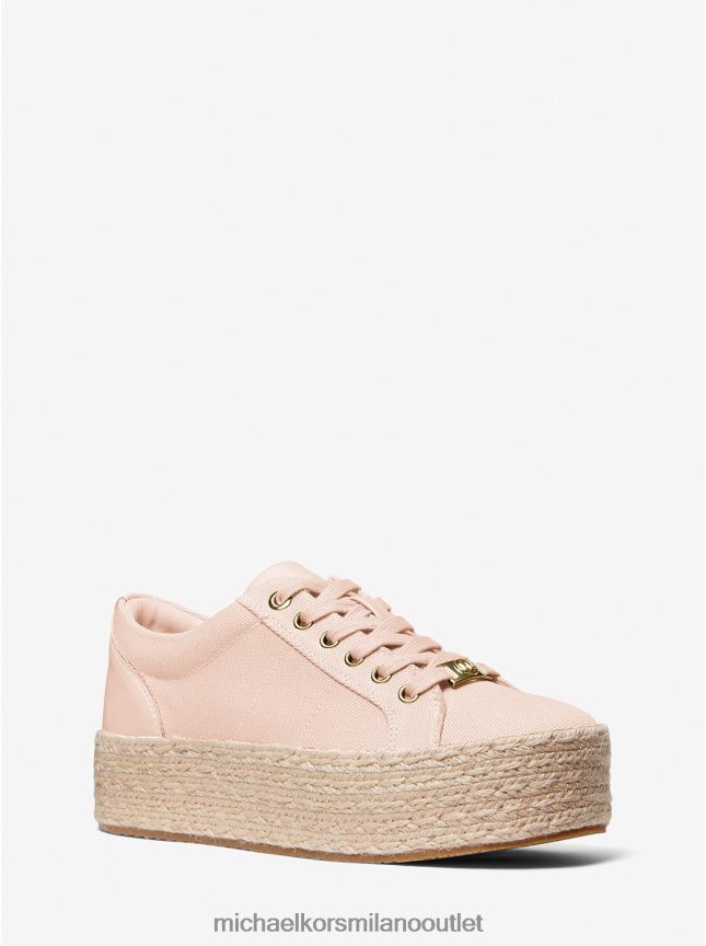 Michael Kors sneaker libby con plateau in tela di cotone donne rosa tenue P06L0L1758 scarpe