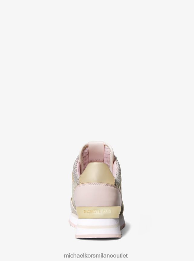 Michael Kors sneaker maddy in pelle e maglia a catena glitterata donne che arcobaleno P06L0L1817 scarpe