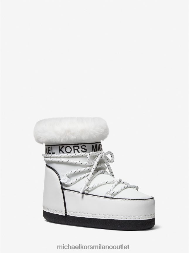 Michael Kors Stivale da neve Zelda in nylon donne bianco ottico/nero P06L0L2111 scarpe