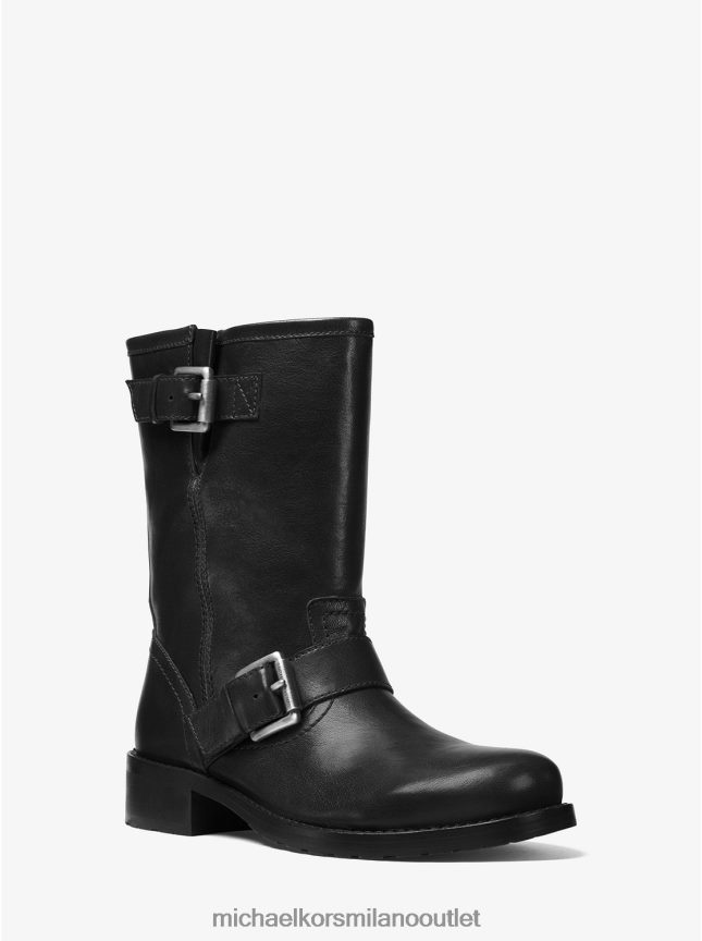 Michael Kors stivale da moto in pelle jonas donne nero P06L0L2211 scarpe