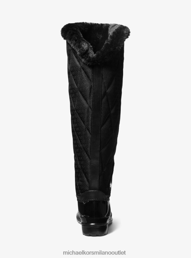 Michael Kors stivale da pioggia alto in jacquard con logo trapuntato Bonnie e pvc donne nero P06L0L2186 scarpe