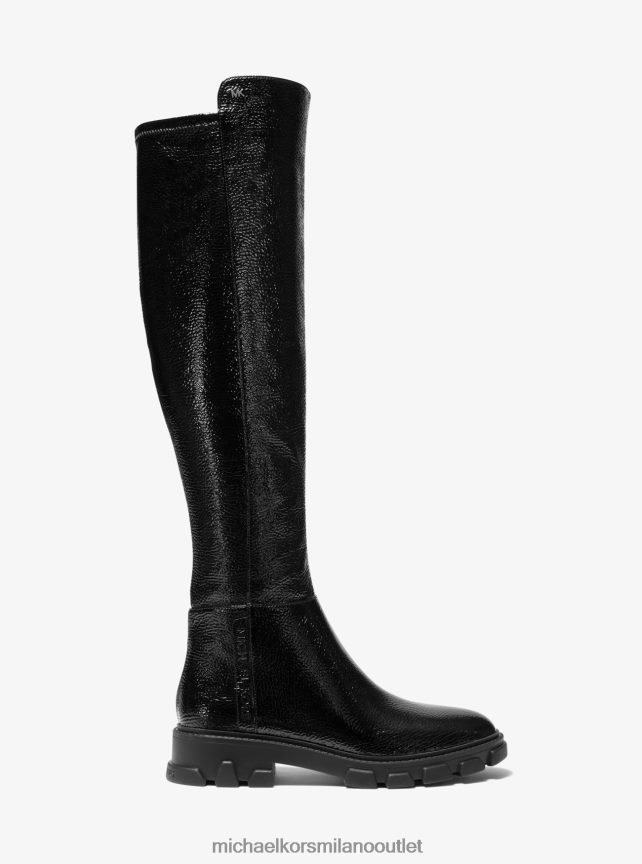 Michael Kors stivale in finta pelle verniciata craquelé donne nero P06L0L2134 scarpe