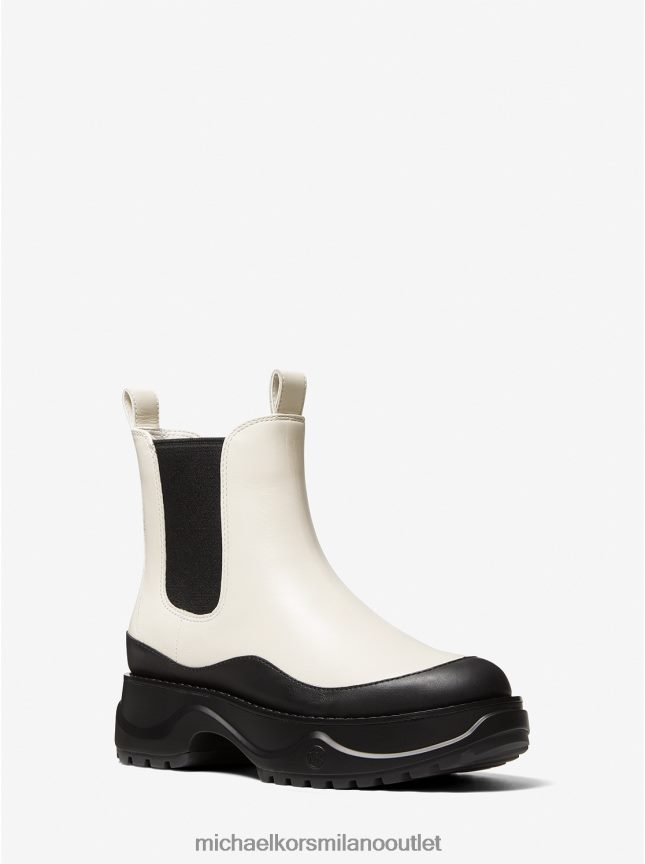 Michael Kors stivale in pelle dupree bicolore donne lt. panna P06L0L2196 scarpe