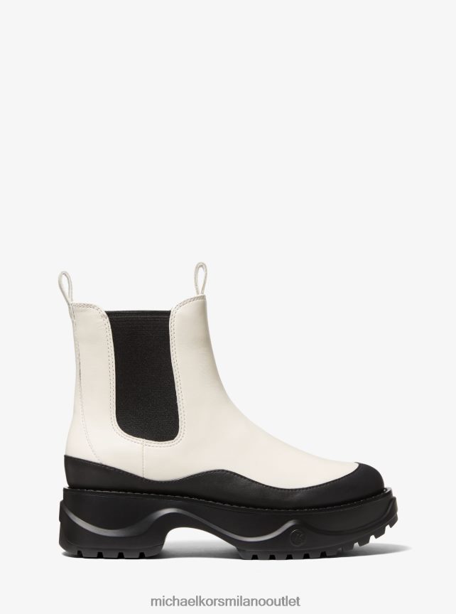 Michael Kors stivale in pelle dupree bicolore donne lt. panna P06L0L2196 scarpe