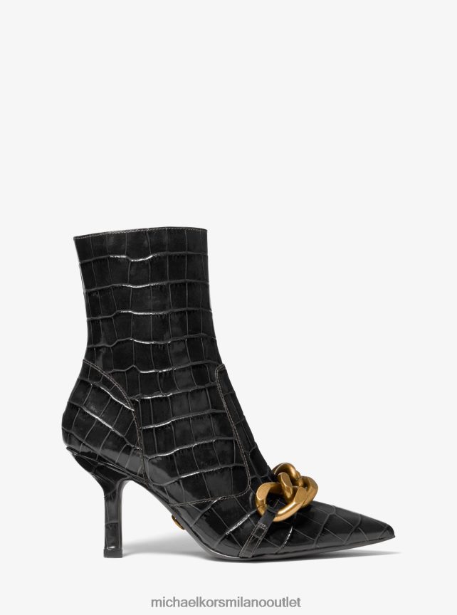 Michael Kors stivale in pelle goffrata coccodrillo con decorazioni scarlett donne nero P06L0L2194 scarpe