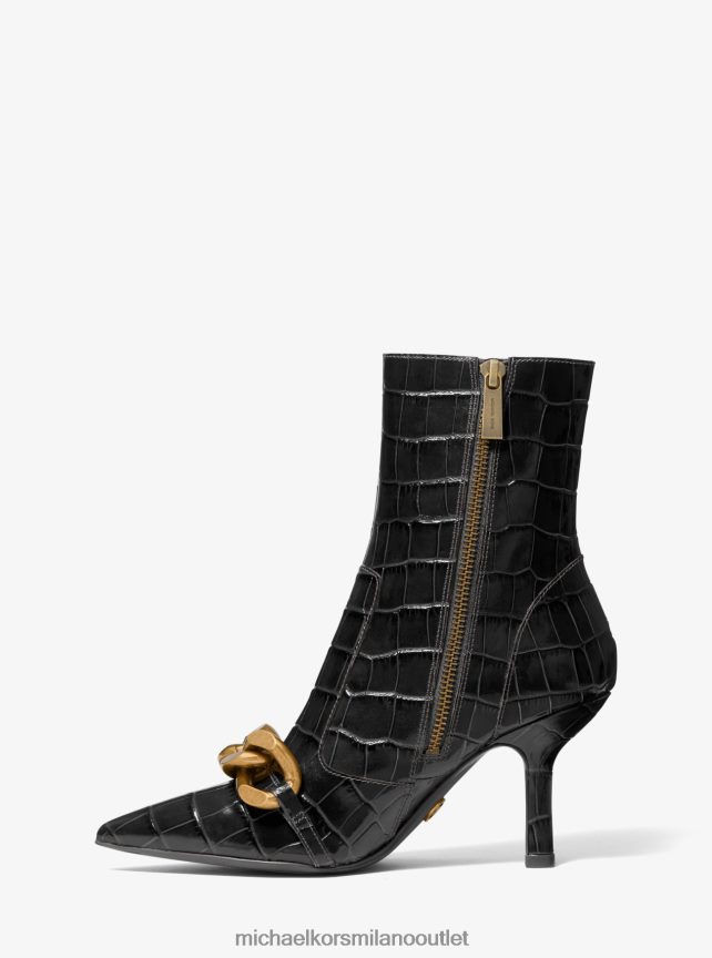 Michael Kors stivale in pelle goffrata coccodrillo con decorazioni scarlett donne nero P06L0L2194 scarpe