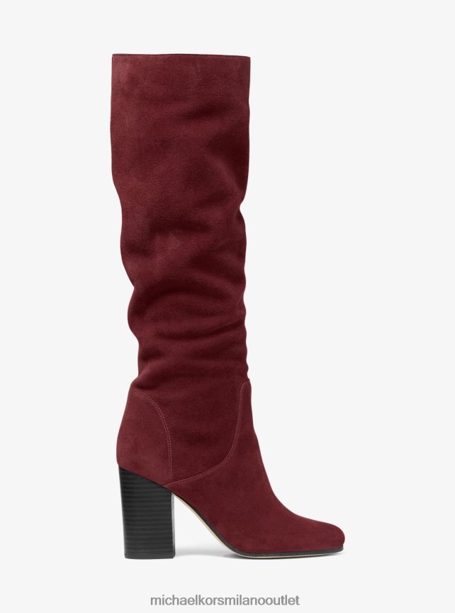 Michael Kors stivale leigh in pelle scamosciata donne bacca scura P06L0L2123 scarpe