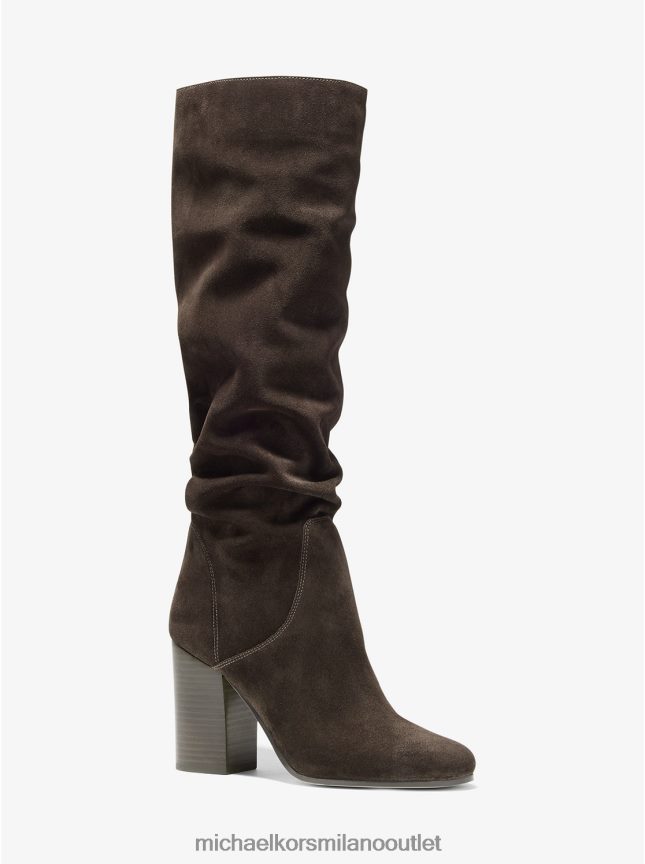 Michael Kors stivale leigh in pelle scamosciata donne cioccolato P06L0L2124 scarpe