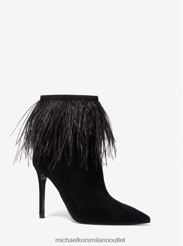 Michael Kors stivaletto meena in pelle scamosciata impreziosito da piume donne nero P06L0L2193 scarpe