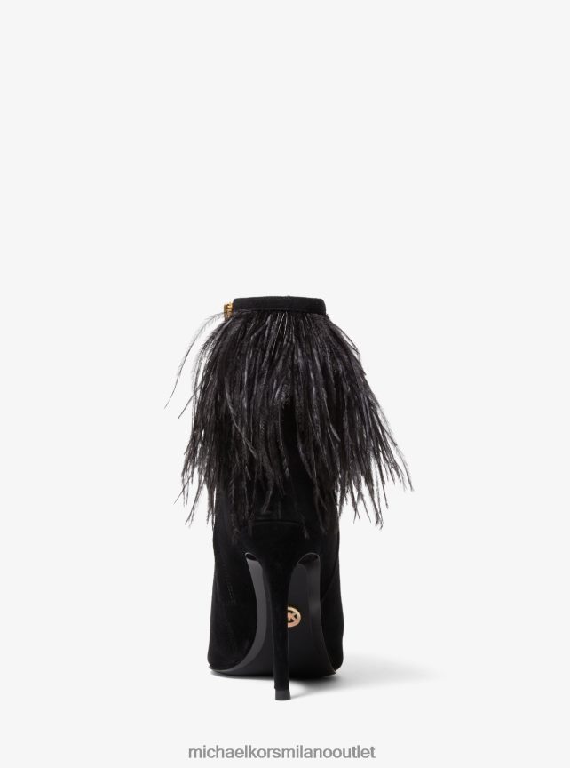 Michael Kors stivaletto meena in pelle scamosciata impreziosito da piume donne nero P06L0L2193 scarpe