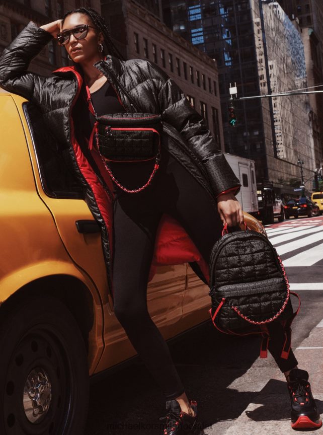 Michael Kors Reggiseno sportivo a vogatore in misto nylon donne nero P06L0L632 vestiario