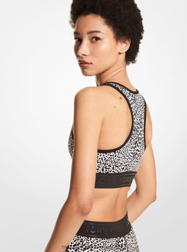 Michael Kors reggiseno sportivo con zip frontale in misto nylon con stampa grafica animalier donne osso P06L0L630 vestiario