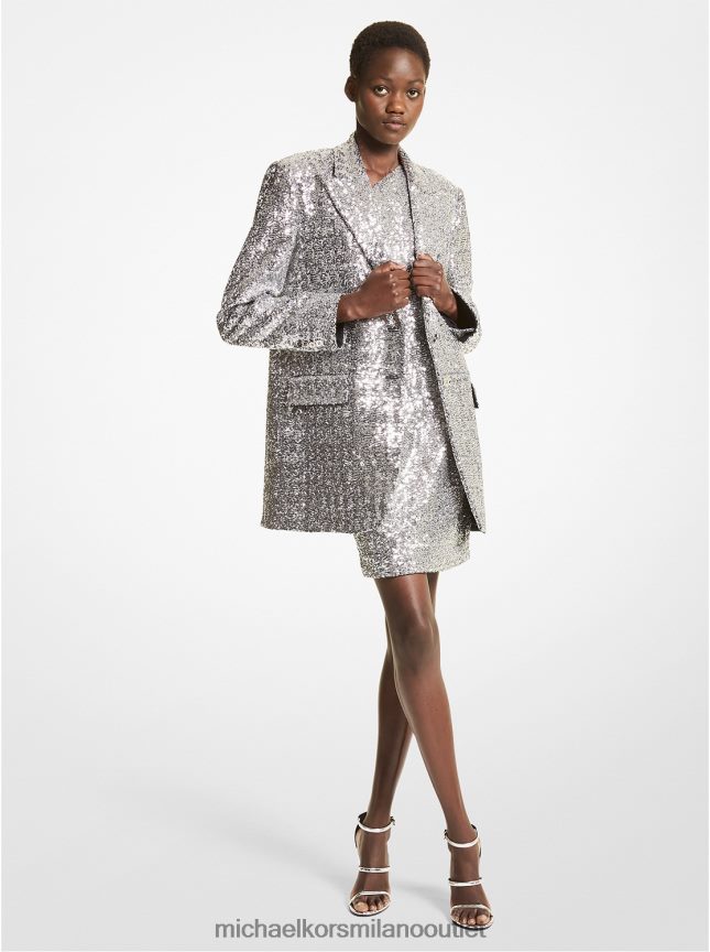 Michael Kors blazer fidanzato della collezione in doppio crêpe zibellino con paillettes donne argento P06L0L3608 vestiario