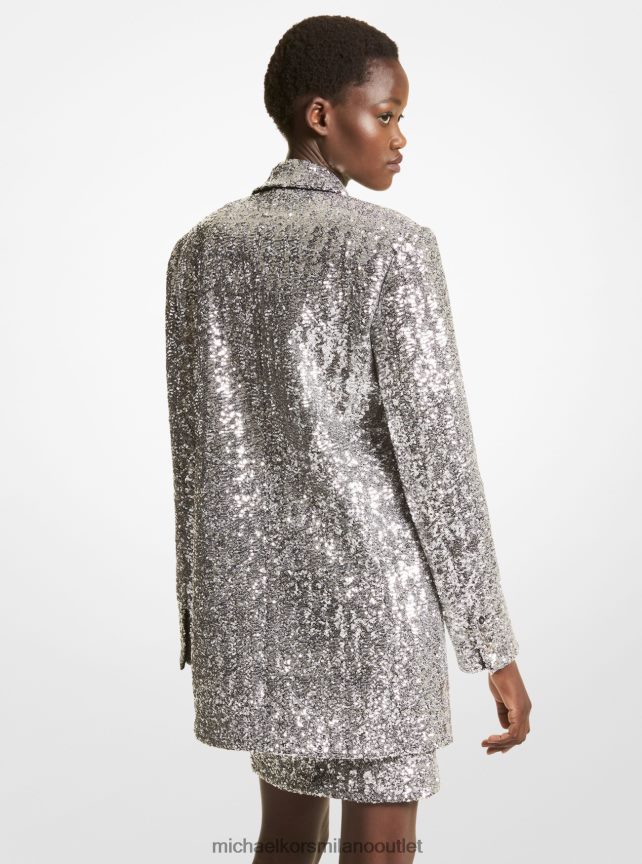 Michael Kors blazer fidanzato della collezione in doppio crêpe zibellino con paillettes donne argento P06L0L3608 vestiario