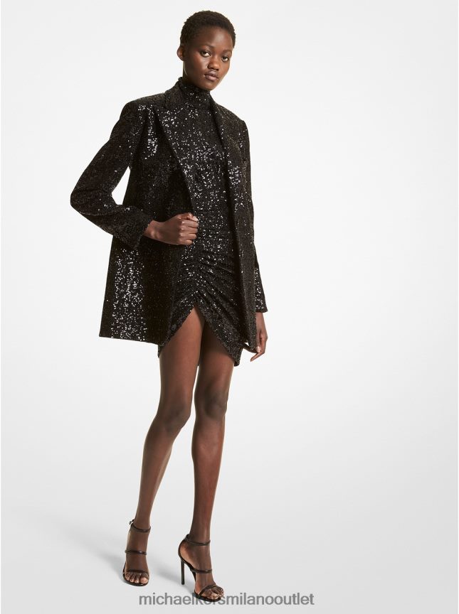 Michael Kors blazer fidanzato della collezione in doppio crêpe zibellino con paillettes donne nero P06L0L3610 vestiario