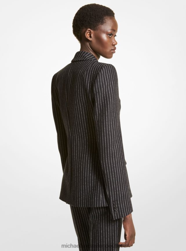 Michael Kors blazer sciarpa di flanella gessata della collezione donne nero bianco P06L0L3595 vestiario