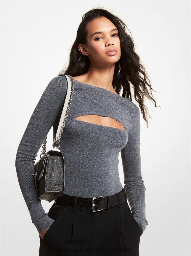 Michael Kors Body con cut-out in misto lana merino a coste donne derby erica P06L0L460 vestiario