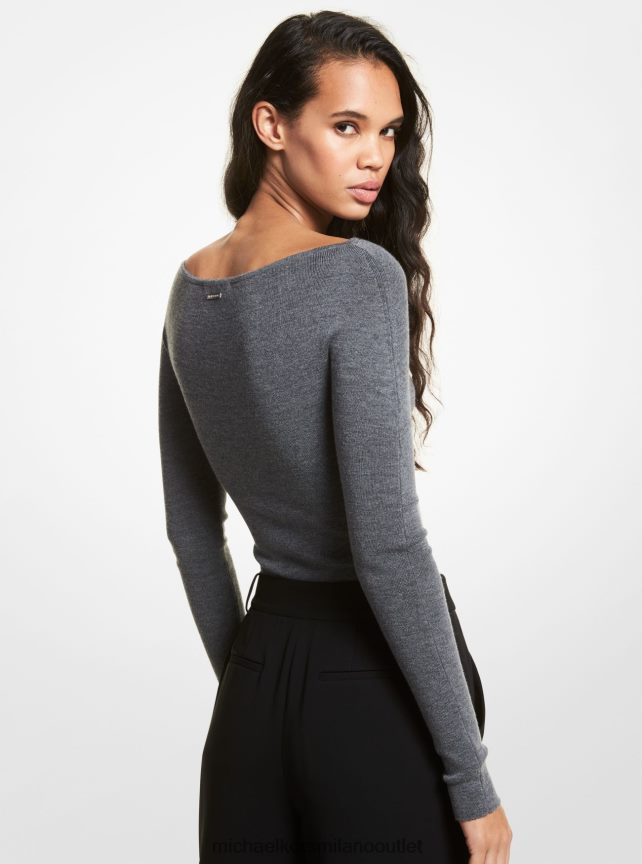 Michael Kors Body con cut-out in misto lana merino a coste donne derby erica P06L0L460 vestiario