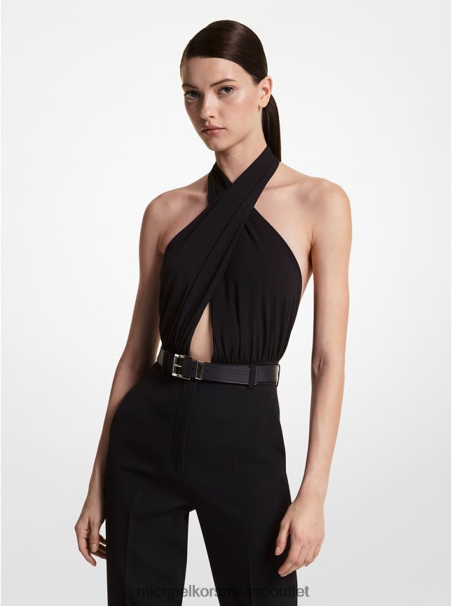 Michael Kors body della collezione in jersey elasticizzato opaco con scollo all'americana donne nero P06L0L3605 vestiario
