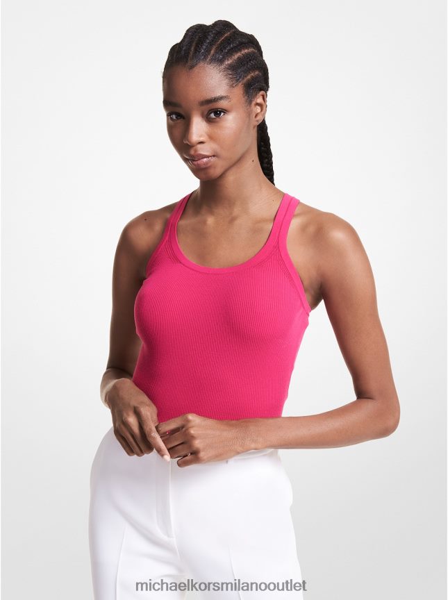 Michael Kors body della collezione in viscosa stretch a costine con dorso vogatore donne fucsia P06L0L3573 vestiario