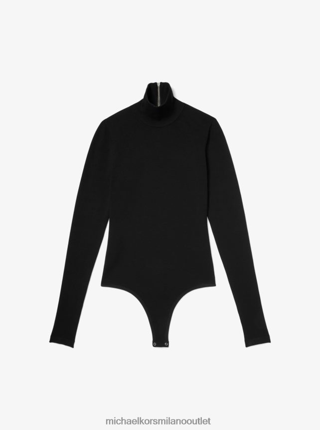 Michael Kors body di collezione in viscosa stretch a collo alto donne nero P06L0L3689 vestiario