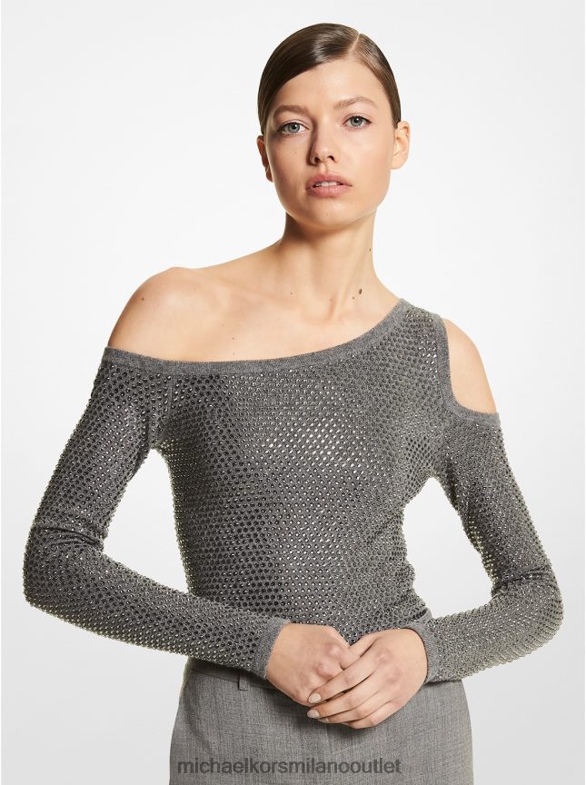 Michael Kors body in cashmere stretch della collezione impreziosito da cristalli donne banchiere grigio P06L0L3653 vestiario