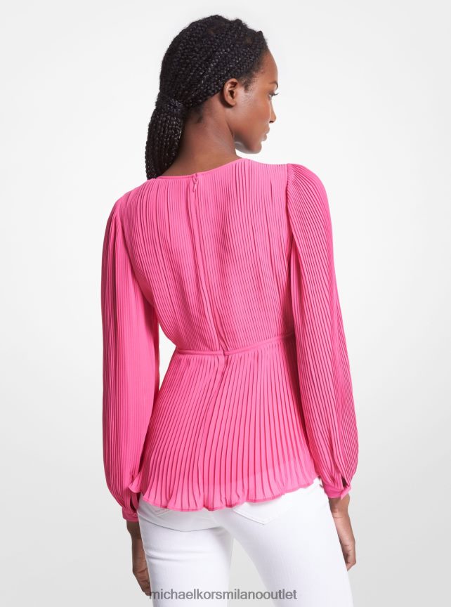 Michael Kors Blusa in georgette plissettata donne rosso ciliegia P06L0L447 vestiario