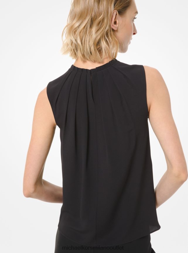 Michael Kors blusa di collezione plissettata in misto seta donne nero P06L0L3705 vestiario