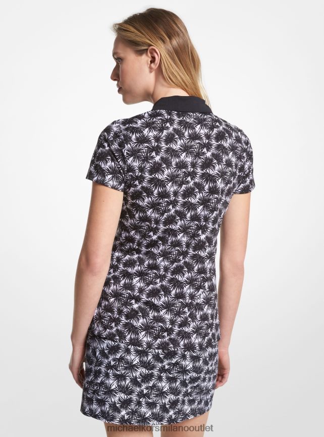 Michael Kors Polo in piquet stampato da golf donne bianco nero P06L0L406 vestiario