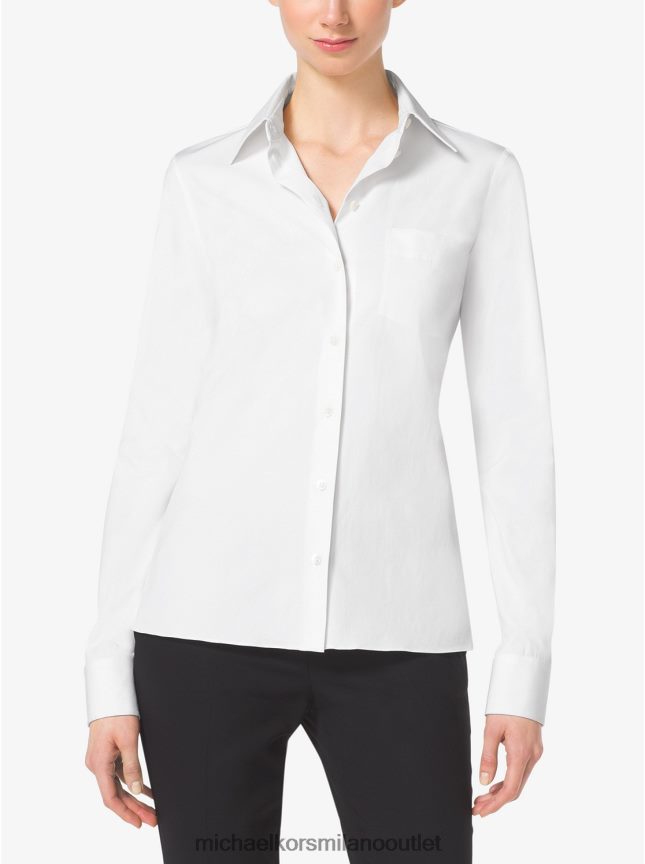 Michael Kors camicia button down della collezione in popeline di cotone donne bianco ottico P06L0L3726 vestiario