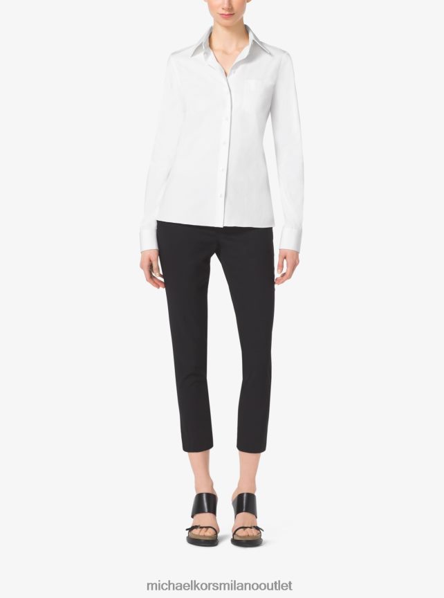Michael Kors camicia button down della collezione in popeline di cotone donne bianco ottico P06L0L3726 vestiario
