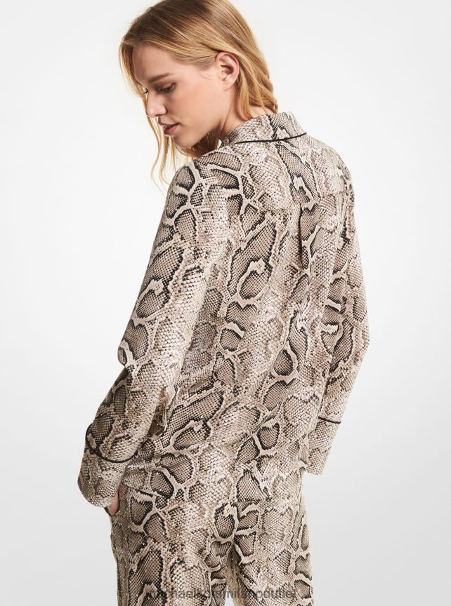 Michael Kors camicia del pigiama in crêpe effetto serpente decorato donne duna P06L0L471 vestiario