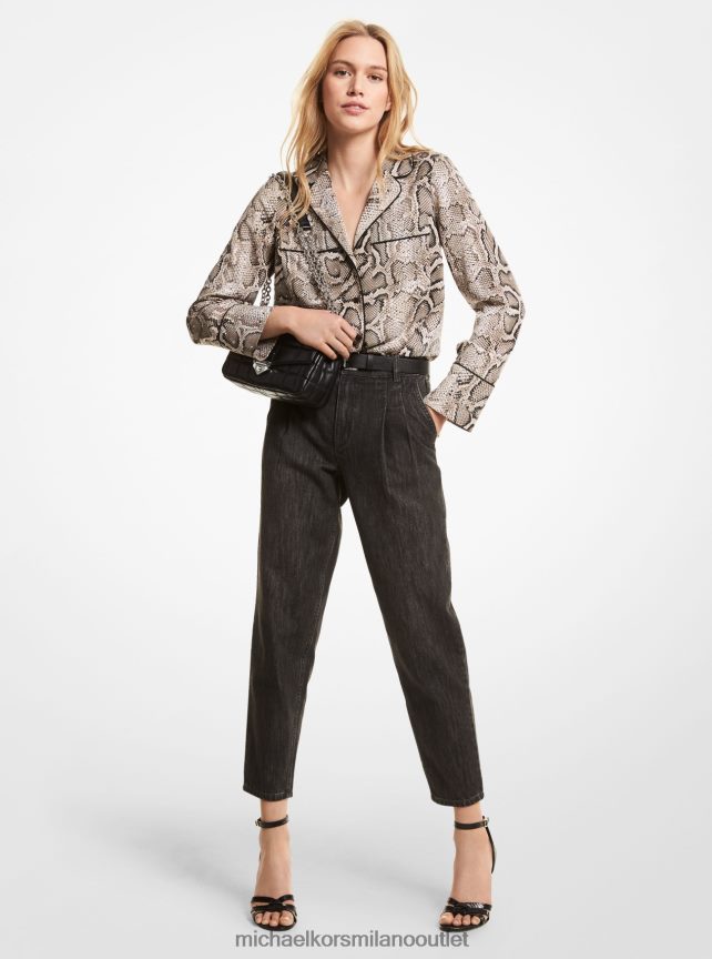 Michael Kors camicia del pigiama in crêpe effetto serpente decorato donne duna P06L0L471 vestiario
