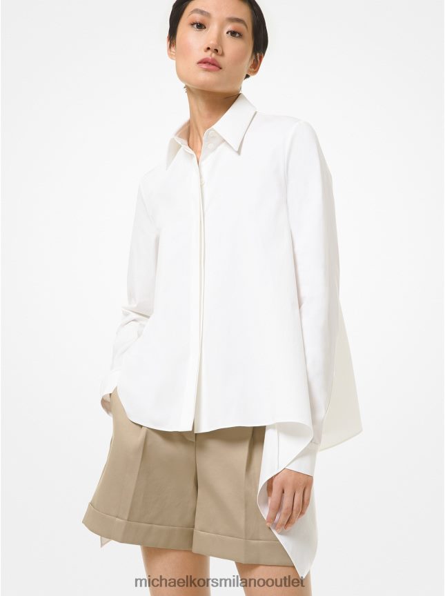 Michael Kors camicia drappeggiata in popeline di cotone organico stretch della collezione donne bianco ottico P06L0L3743 vestiario