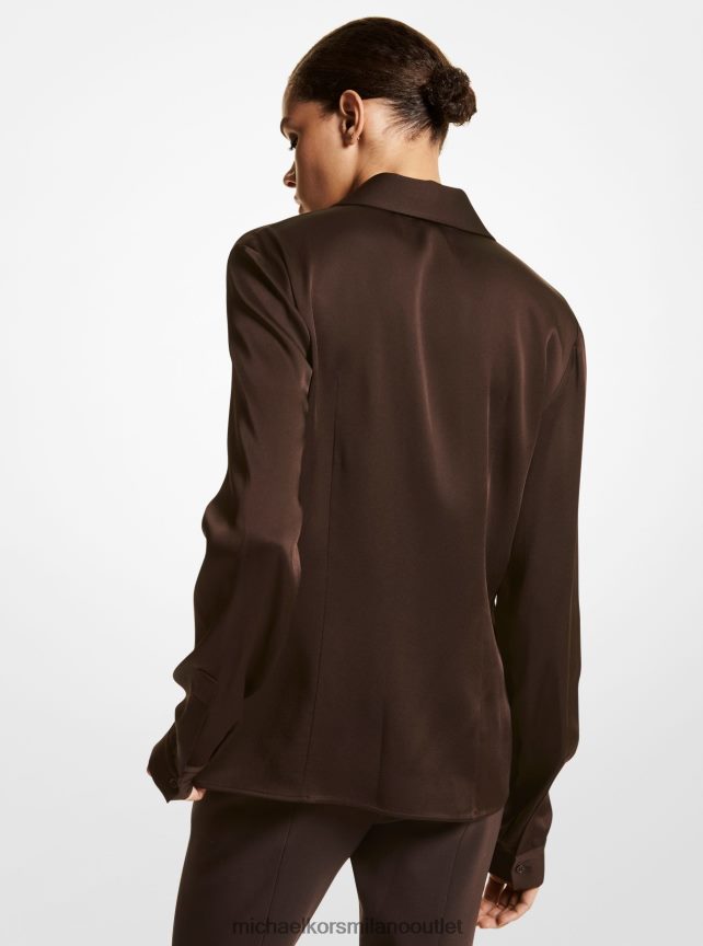 Michael Kors camicia in charmeuse di raso della collezione Hansen donne cioccolato P06L0L3622 vestiario