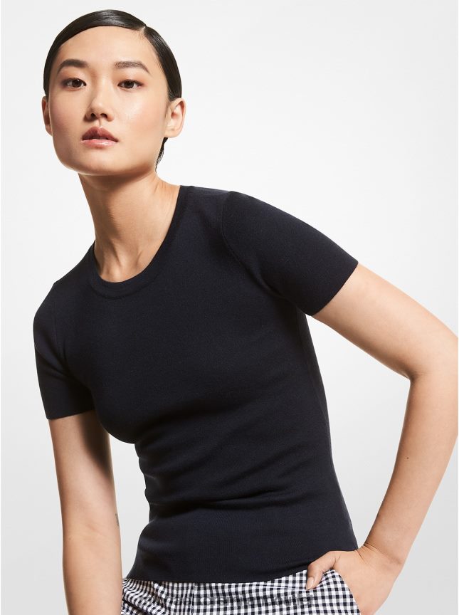 Michael Kors t-shirt di collezione in viscosa stretch donne mezzanotte P06L0L3669 vestiario