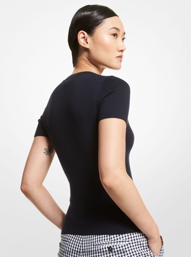 Michael Kors t-shirt di collezione in viscosa stretch donne mezzanotte P06L0L3669 vestiario