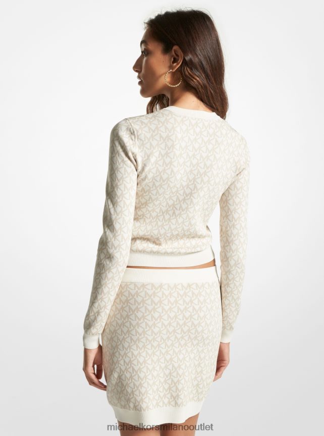 Michael Kors Cardigan in jacquard con logo donne osso P06L0L418 vestiario